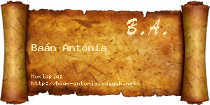 Baán Antónia névjegykártya